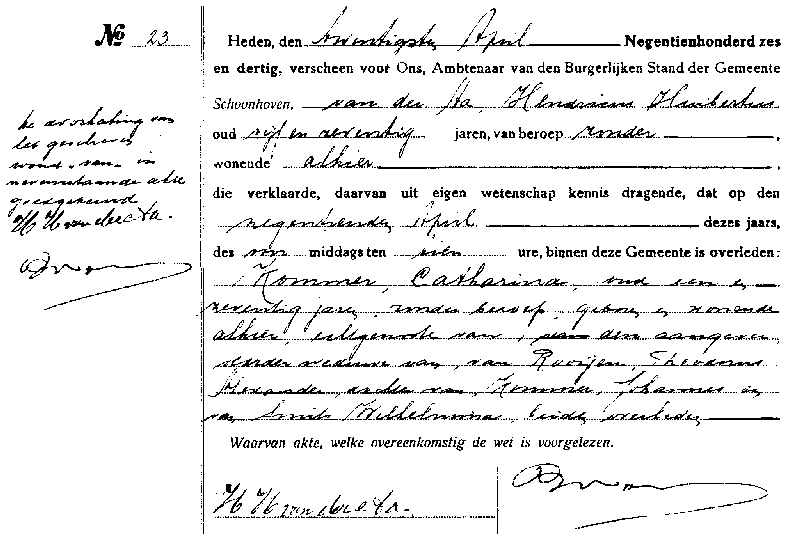 19360420 ovl akte 23 Catharina Kommer ev Hendricus H vd Aa